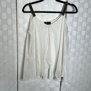 Bcx Cream Color Cold Shoulder Top SZ L